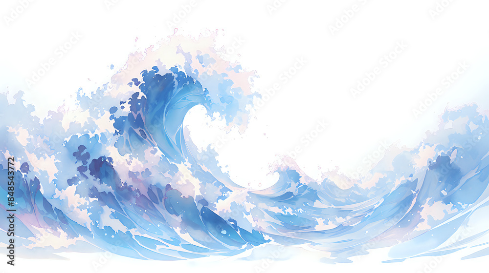Beautiful abstract image of a powerful ocean wave in shades of blue and white, set against a white background. Perfect for use in digital art, coastal-themed decor, and modern design projects. Beautiful abstract image of a powerful ocean wave in shades of blue and white, set against a white background. Perfect for use in digital art, coastal-themed decor, and modern design projects.
