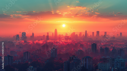 Barcelona, Spain city skyline created with Generative AI technology