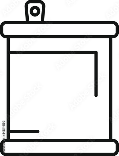 Line art icon of a metal tin can with a key opening, ideal for representing canned food packaging