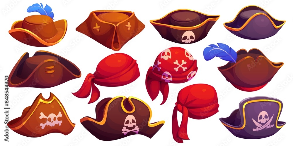 Explore Pirate Hats with Skull and Feather decorations for a touch of adventure and fun Explore Pirate Hats with Skull and Feather decorations for a touch of adventure and fun