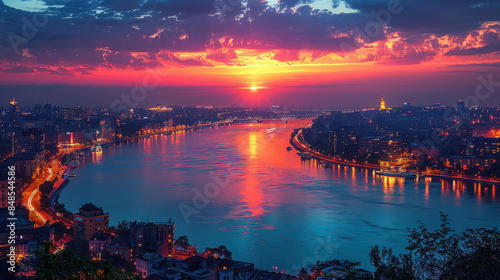 Belgrade, Serbia city skyline created with Generative AI technology © Robert Herhold