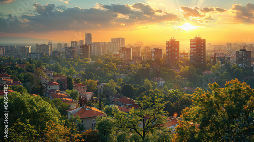 Belgrade, Serbia city skyline created with Generative AI technology