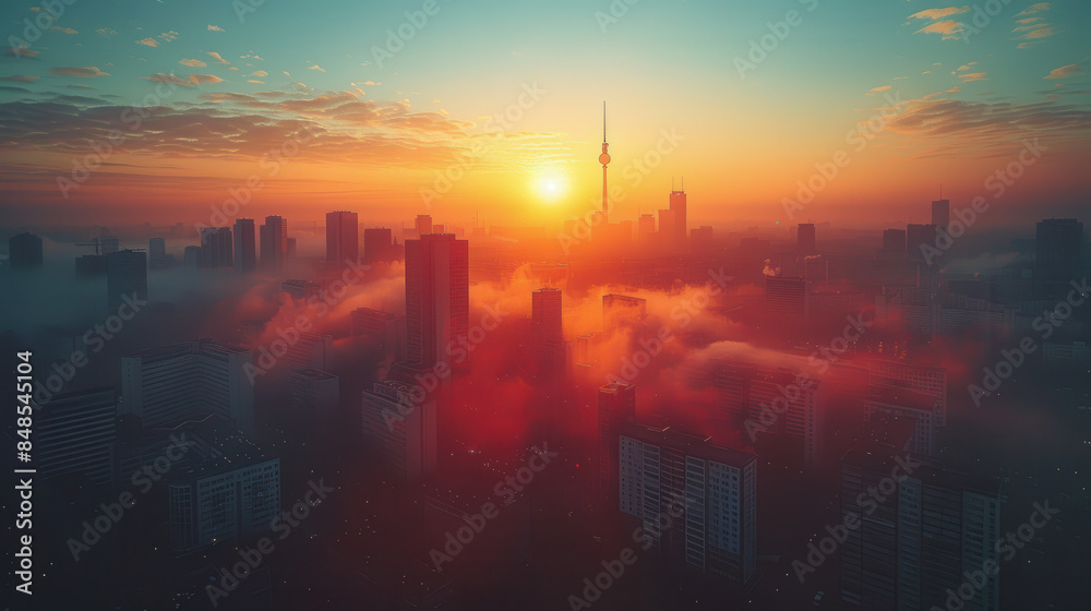 Fototapeta premium Berlin, Germany city skyline created with Generative AI technology