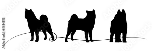 Dog silhouette set of illustration  background line art stlye 