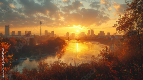 Berlin, Germany city skyline created with Generative AI technology #848545146