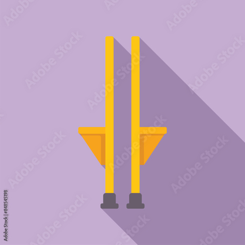 Illustration of a pair of wooden stilts casting a long shadow on a purple background