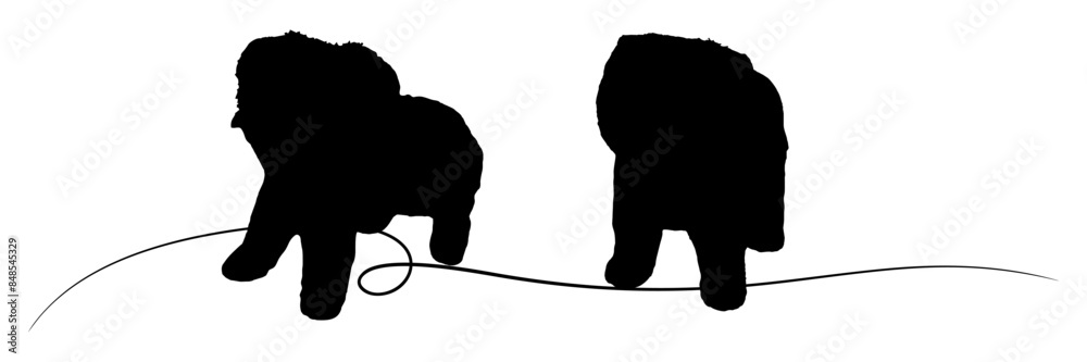 Obraz premium Dog silhouette set of illustration background line art stlye 