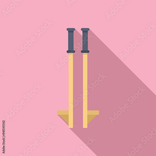 Kid jumping stilts icon. Flat illustration of kid jumping stilts icon for web design
