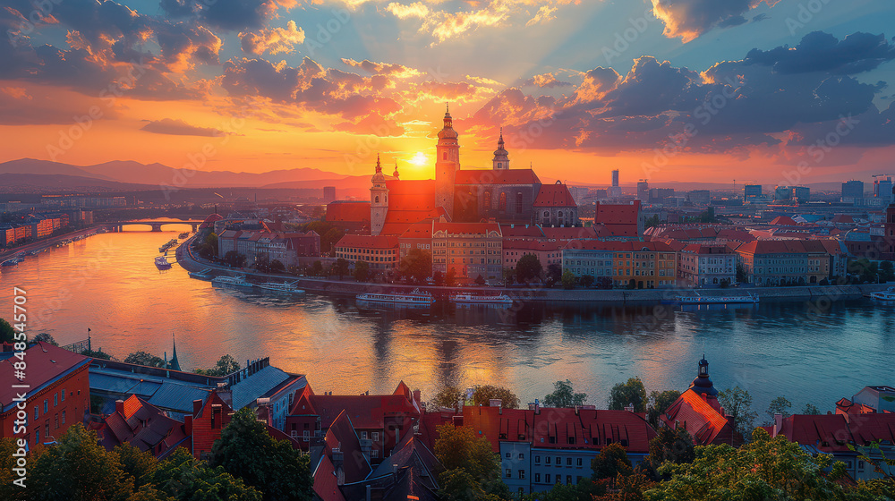 Bratislava, Slovakia city skyline created with Generative AI technology Bratislava, Slovakia city skyline created with Generative AI technology