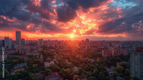 Bucharest, Romania city skyline created with Generative AI technology