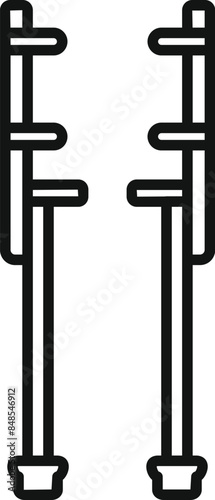 Simple outline icon style of a pair of wooden jumping stilts standing upright