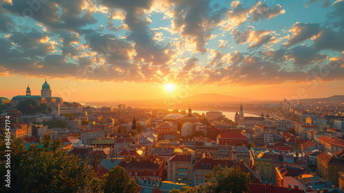 Budapest, Hungary city skyline created with Generative AI technology