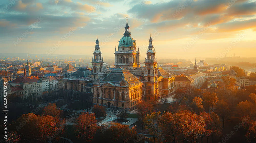 Fototapeta premium Budapest, Hungary city skyline created with Generative AI technology