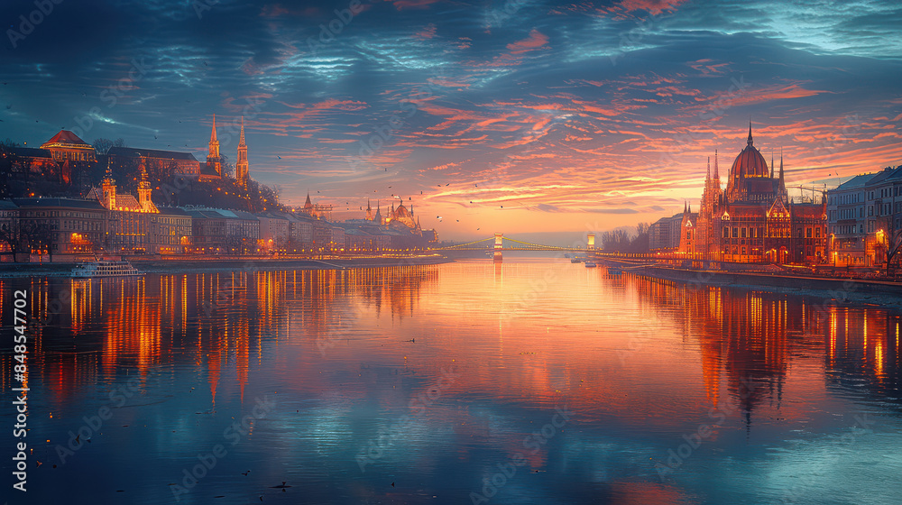 Budapest, Hungary city skyline created with Generative AI technology Budapest, Hungary city skyline created with Generative AI technology