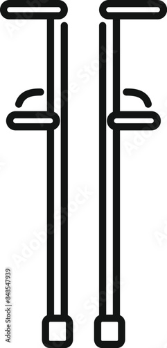 Simple line icon representing a pair of stilts, perfect for representing street entertainment or circus performances