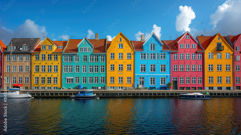 Obraz premium Copenhagen, Denmark city skyline created with Generative AI technology