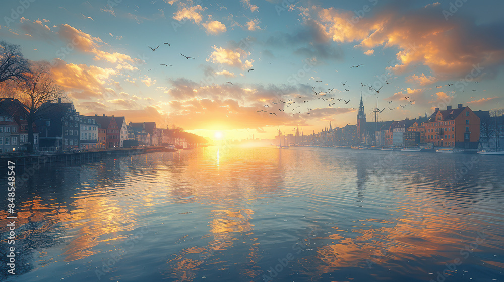 Copenhagen, Denmark city skyline created with Generative AI technology Copenhagen, Denmark city skyline created with Generative AI technology