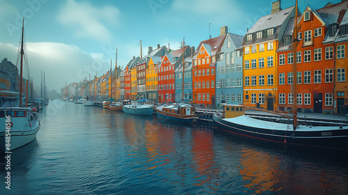 Copenhagen, Denmark city skyline created with Generative AI technology