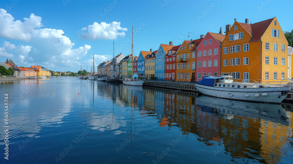 Fototapeta premium Copenhagen, Denmark city skyline created with Generative AI technology
