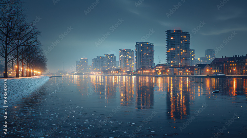 Obraz premium Copenhagen, Denmark city skyline created with Generative AI technology