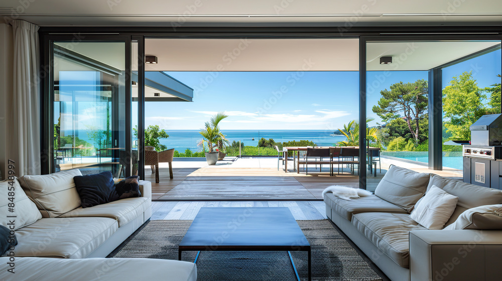 Modern Living Room with Breathtaking Ocean View Modern Living Room with Breathtaking Ocean View
