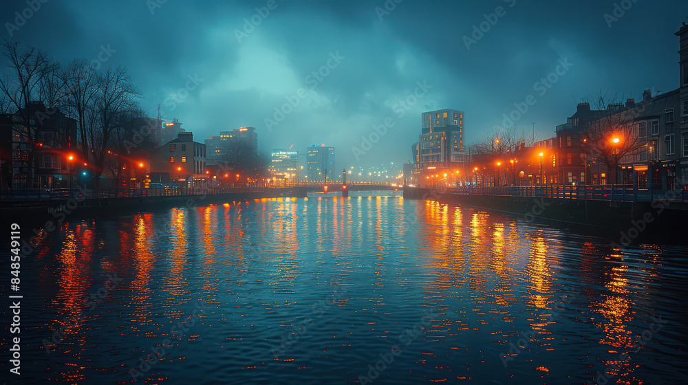 Fototapeta premium Dublin, Ireland city skyline created with Generative AI technology
