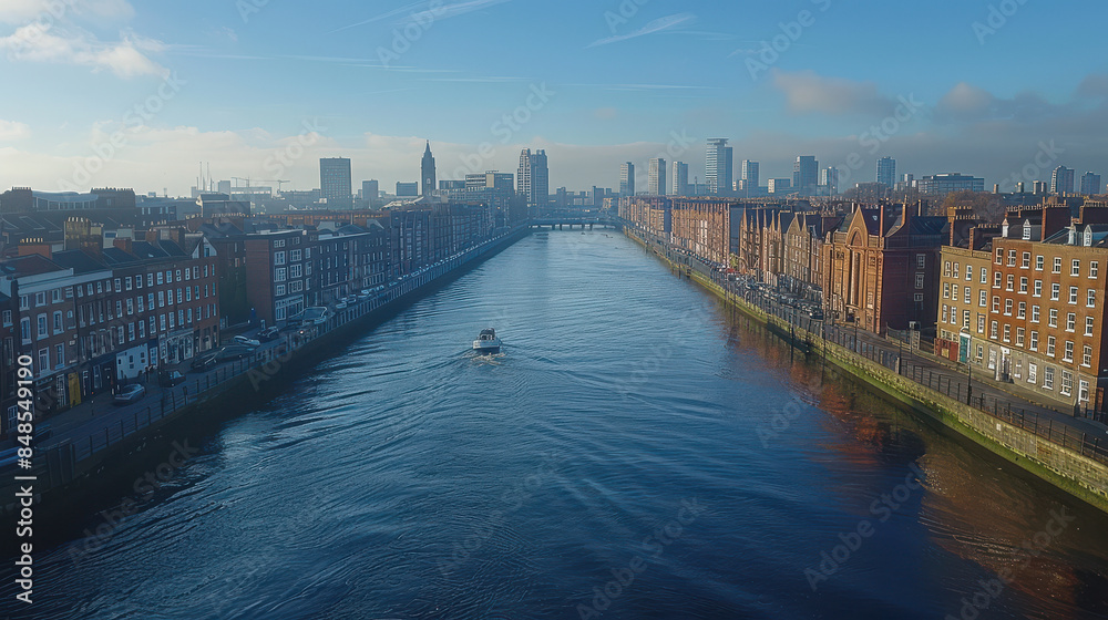Fototapeta premium Dublin, Ireland city skyline created with Generative AI technology