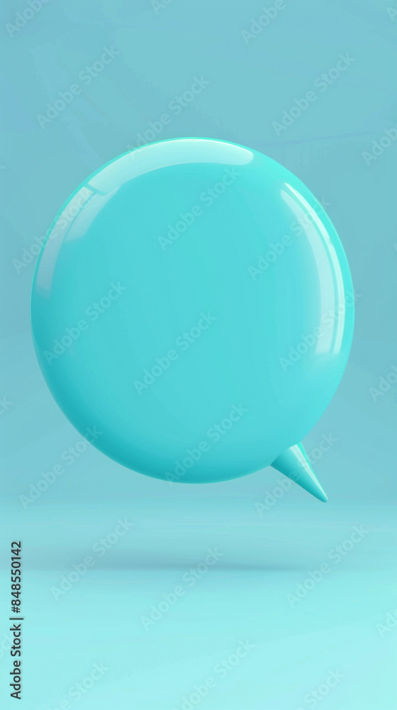 3D big speech bubble against isolated soft blue background. Wide copy space on the bubble 3D big speech bubble against isolated soft blue background. Wide copy space on the bubble