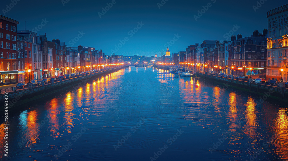 Fototapeta premium Dublin, Ireland city skyline created with Generative AI technology