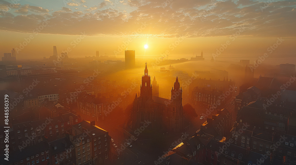 Naklejka premium Dublin, Ireland city skyline created with Generative AI technology