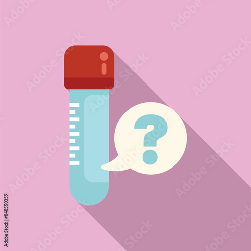 Medical test tube is raising a question with a question mark in its speech bubble