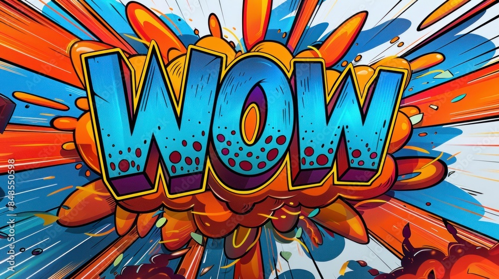Fototapeta premium Vibrant Comic Style WOW Text Explosion. Generative ai