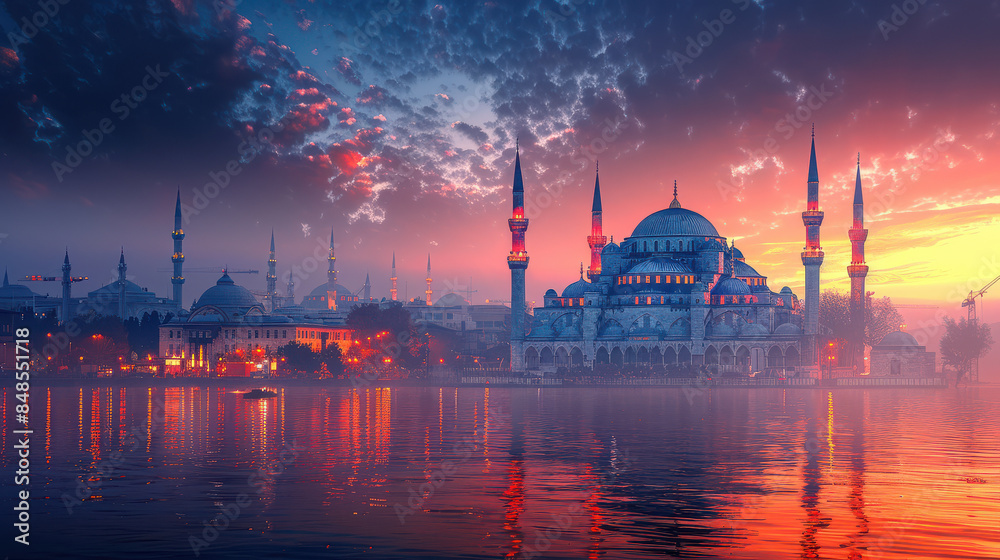 Fototapeta premium Istanbul, Turkey city skyline created with Generative AI technology