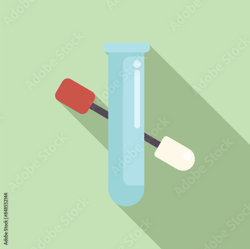 Laboratory glassware test tube being sampled with cotton swab icon