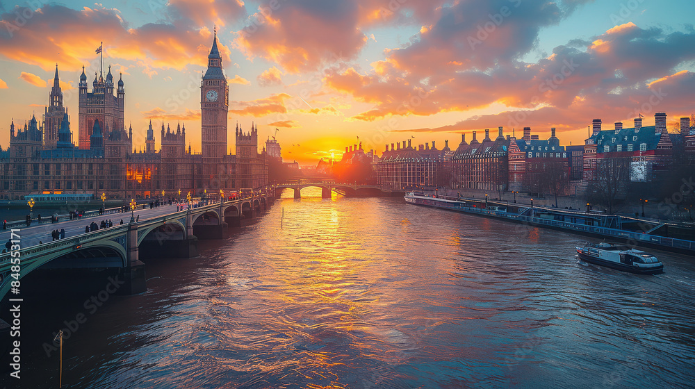 Fototapeta premium London, United Kingdom city skyline created with Generative AI technology