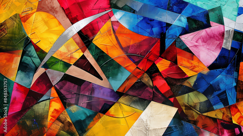 Fototapeta premium chaotic abstract composition with vibrant geometric shapes