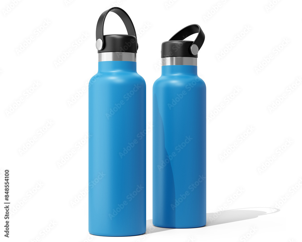 Blank Hydro Flasks Dew Bottle, Sport Water Bottle Packaging Isolated On Transparent Background, Prepared For Mockup, 3D Render. Blank Hydro Flasks Dew Bottle, Sport Water Bottle Packaging Isolated On Transparent Background, Prepared For Mockup, 3D Render.