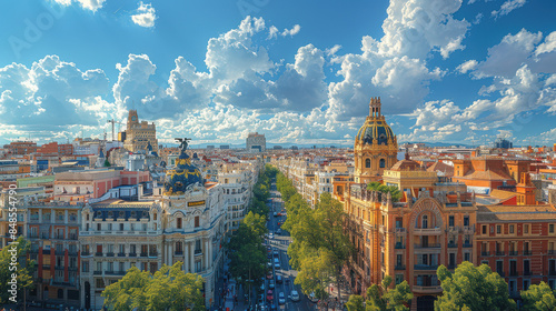 Madrid, Spain city skyline created with Generative AI technology