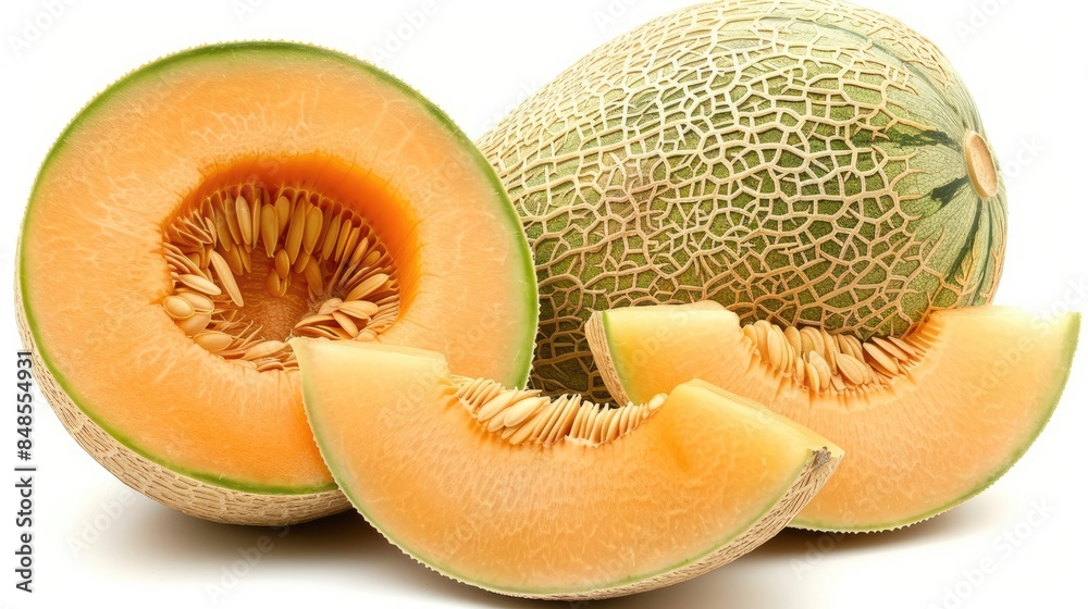 Melon fruits have a yellow orange flesh and a delightful flavor Melon fruits have a yellow orange flesh and a delightful flavor