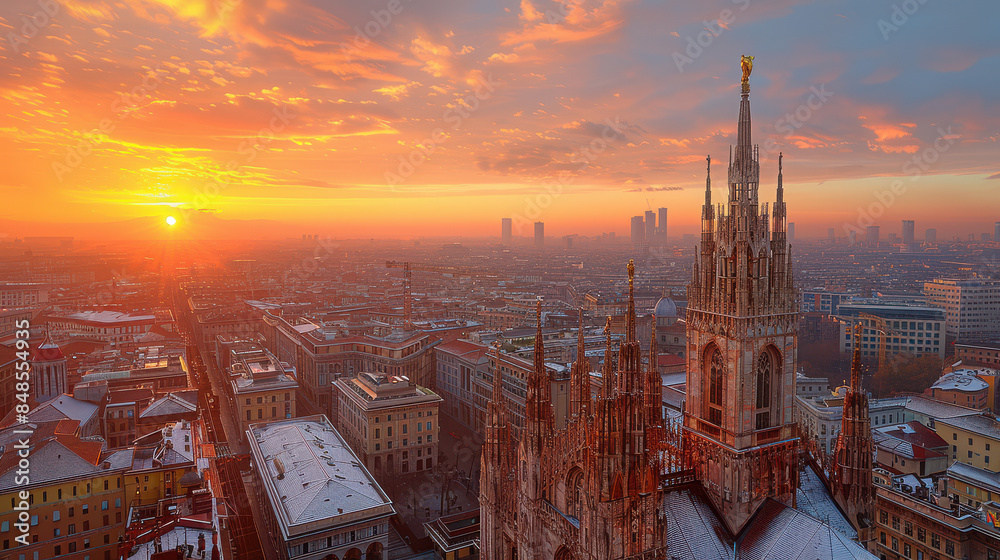 Milan, Italy city skyline created with Generative AI technology Milan, Italy city skyline created with Generative AI technology