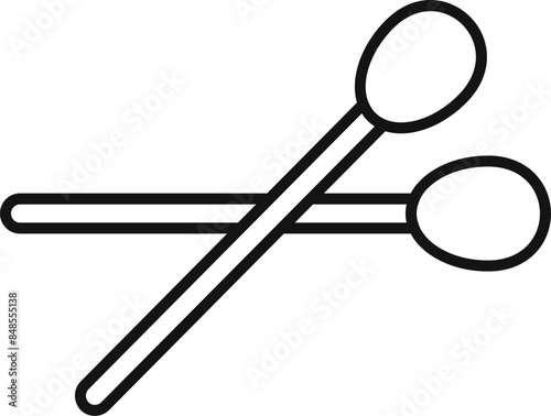 Simple line icon of two cotton buds crossing, perfect for representing ear cleaning or hygiene