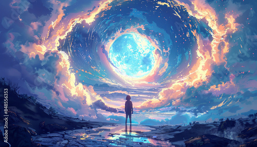 Surreal Portal to Another World in a Fantasy Landscape photo