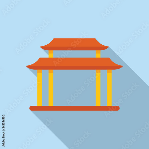 Minimalist illustration featuring a traditional chinese gate, evoking a sense of cultural heritage and architectural beauty
