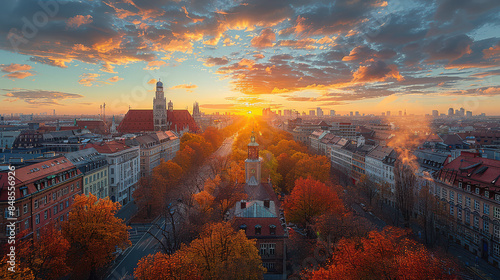 Munich, Germany city skyline created with Generative AI technology photo