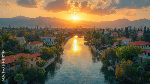 Nicosia, Cyprus city skyline created with Generative AI technology