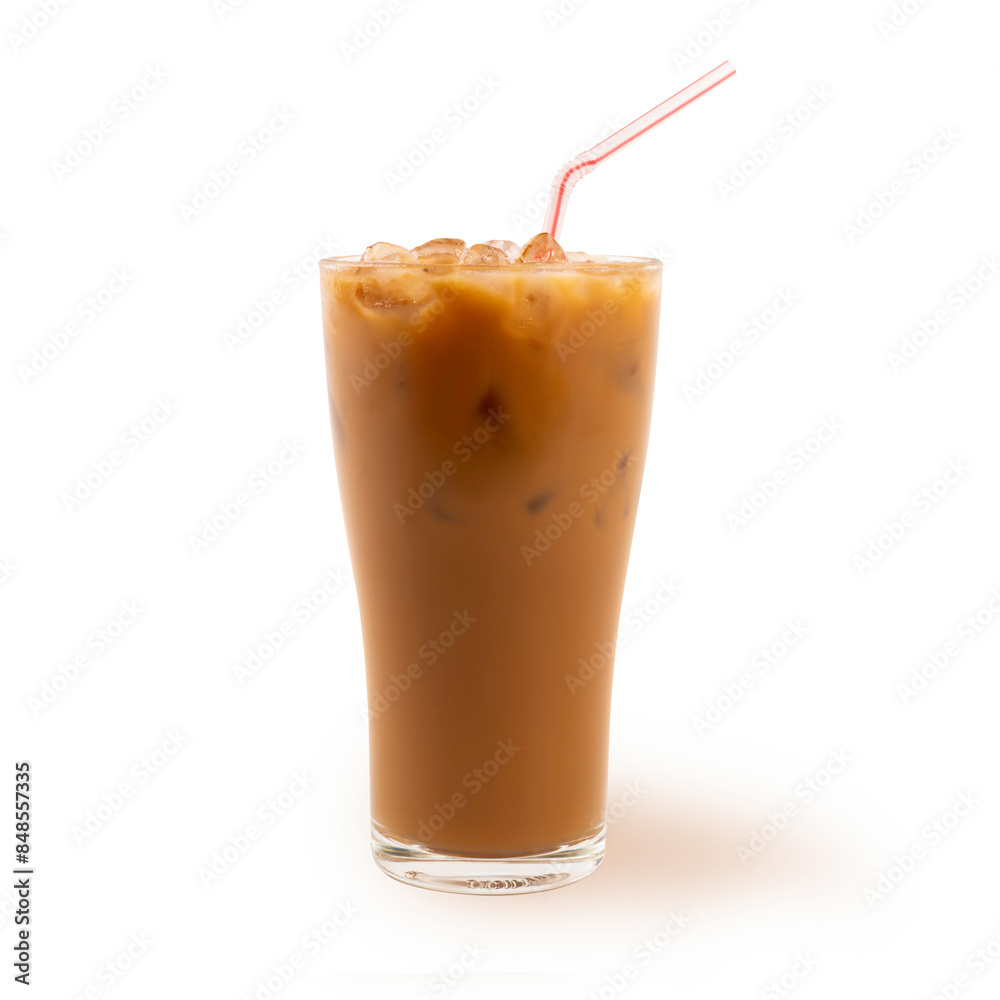 Ice coffee with milk on white background. Ice coffee with milk on white background.