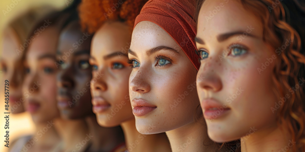 Obraz premium Ethnically Diverse Group of Women with Various Hairstyles
