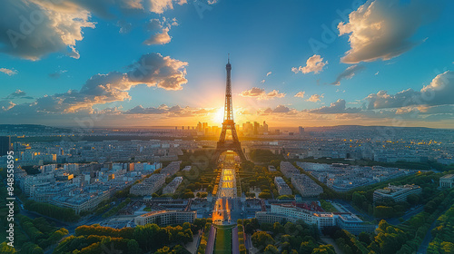 Paris, France city skyline created with Generative AI technology