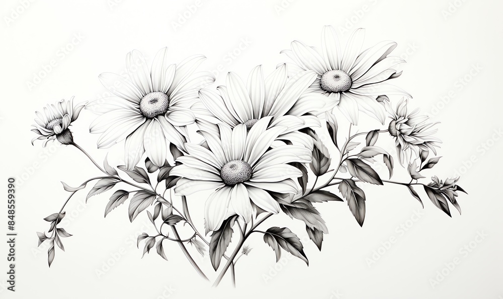 Black and White Floral Illustration Black and White Floral Illustration