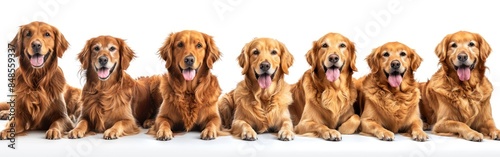 Crazy Canine Collection: Funny Golden Retrievers in Various Poses - Isolated on White Background for Pet Lovers and Animal Enthusiasts